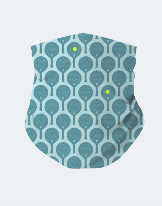 "Paddle Crazy" Reversible Sports Neckwarmer (Aqua/Paddle Ball Yellow)